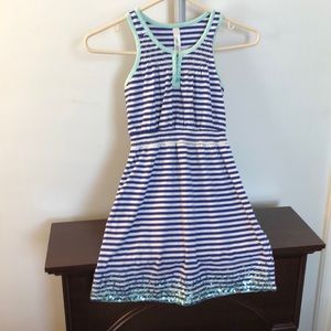 Cherokee blue, white, and aqua jersey dress